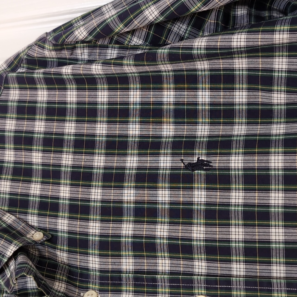 Ralph Lauren Blue Plaid Yarmouth Cotton Button Down Shirt. Neck Size 15 1/2. Med